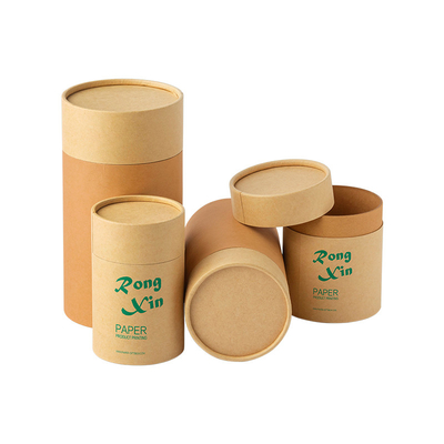 Brown Kraft Paper Paperboard Gift Boxes Round Tube Cylinder Shape Offset Printing