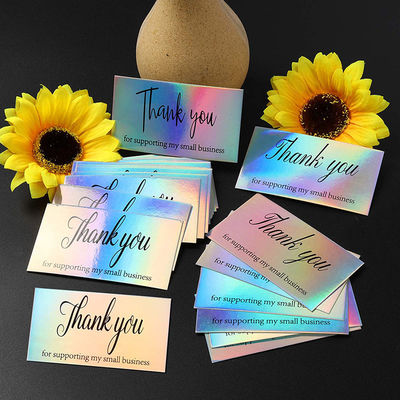 9×5cm Laser Cut Hologram Foil Cards , Wedding Shower Thank You Cards