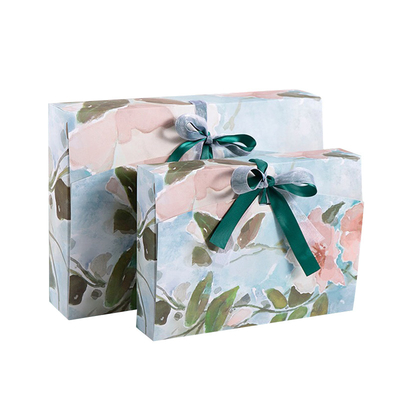 Recyclable Foldable Gift Boxes With Ribbon Clothing Packaging