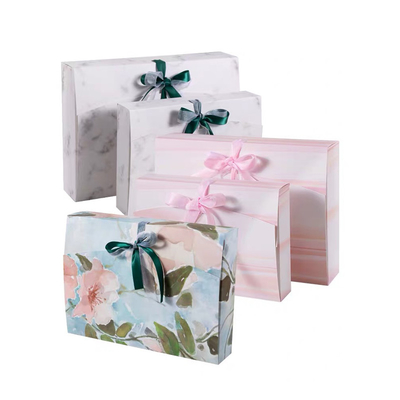 Recyclable Foldable Gift Boxes With Ribbon Clothing Packaging